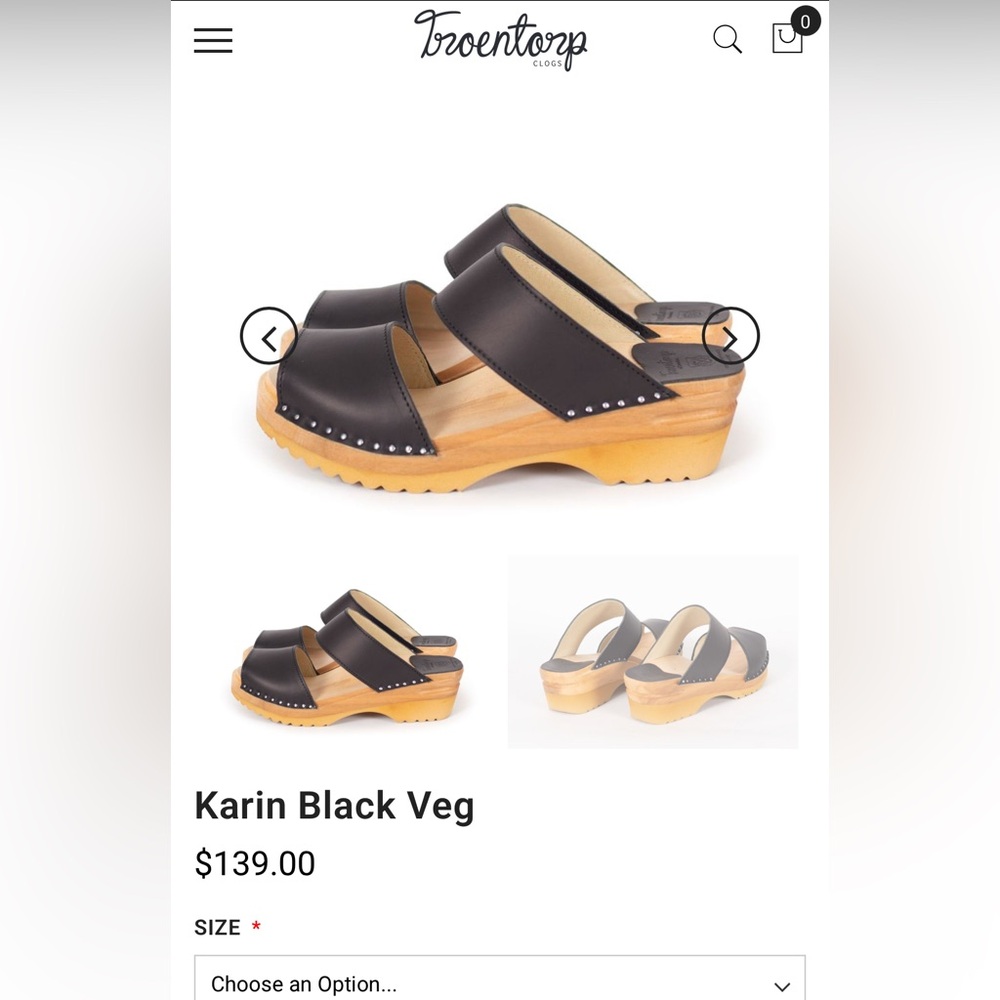 Troentorp Karin Black vegetable tanned leather size 37